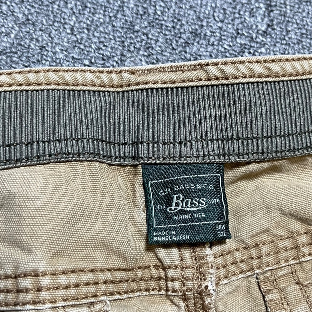G.H. Bass & Co. Canvas Cargo Pants 38x32 Tan Khaki Cotton Workwear Outdoor - Picture 3 of 10